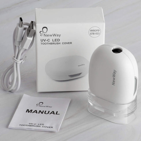 NewWay Mini Toothbrush Sanitizer Cover, Rechargeable Travel Toothbrush Case with Holder for Home and Travel