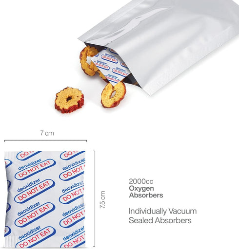 2000cc Oxygen Absorbers for Food Storage, Food Grade Packets (Individually Sealed, Total 30 Packets)