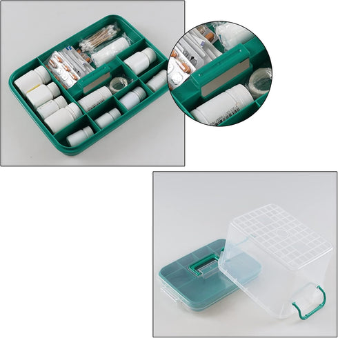 Nicesh Clear Plastic Storage Box Organizer/Medicine Box, Family Emergency Kit Storage Box