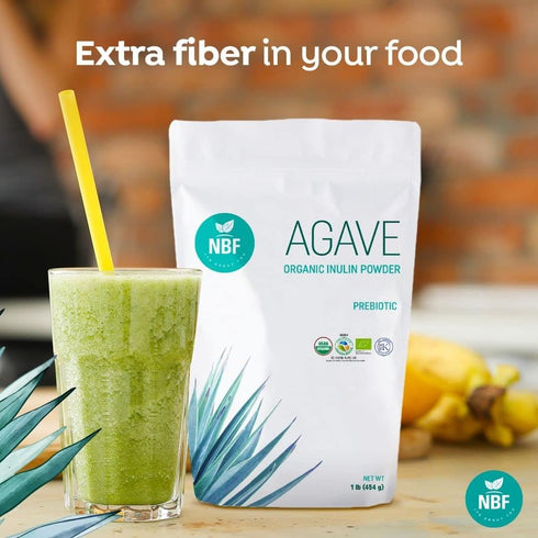 NBF Organic Agave Inulin Powder (16 Oz) - Gluten-Free Digestive Fiber for Gut Health, Keto & Kosher