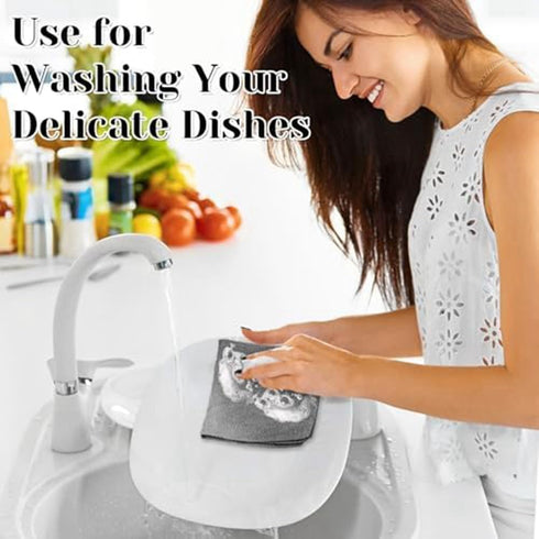 Reusable Cleaning Wipe Household Microfiber Towel Rolls Dish Rags Wash Paper Towel Replacement Accessories Pink