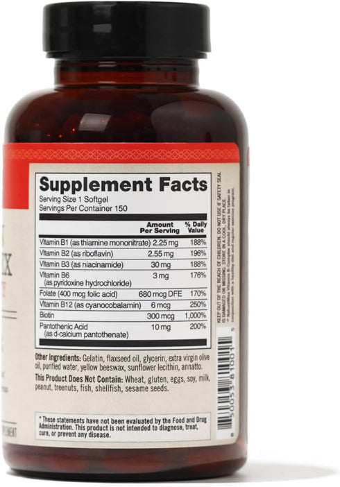 NatureWise Vitamin B Complex for Women and Men - with Folic Acid Biotin B1 B2 B3 B6 B12 - Gluten Free, Non-GMO, Dairy