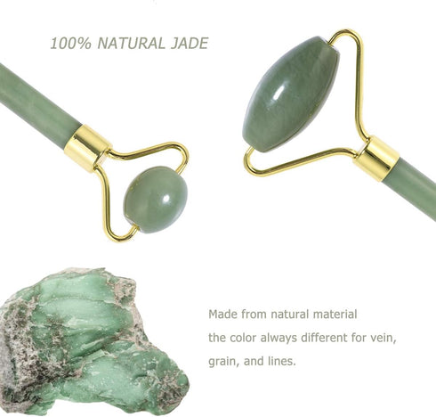 rosenice Set 5.90X1.96X1.18In Green-Set Jade Beauty Vessel Gua Sha Massage Tool with Roller and Scraping Plate