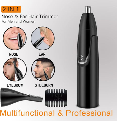 Nose and Ear Hair Trimmer Clipper - Professional Eyebrow & Facial Hair Trimmer for Men Women, Wet/Dry, Easy to Clean,Dual Edge Hypoallergenic Blade-9000 RPM Precision Trimmer for Quick Shave