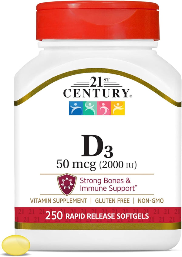 21st Century D3 2000 IU Softgels | 250 Count