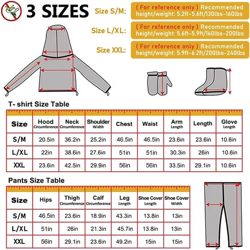 HOMEYA Bug Jacket S/M - Anti Mosquito Netting Suit with Zipper on Hood, Ultra-fine Mesh Pants, Mitt Socks & Free Carry