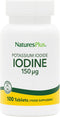 NaturesPlus Potassium Iodide - 150 mcg, 100 Vegan Tablets, Thyroid Support, Gluten Free