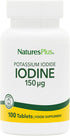 NaturesPlus Potassium Iodide - 150 mcg, 100 Vegan Tablets, Thyroid Support, Gluten Free