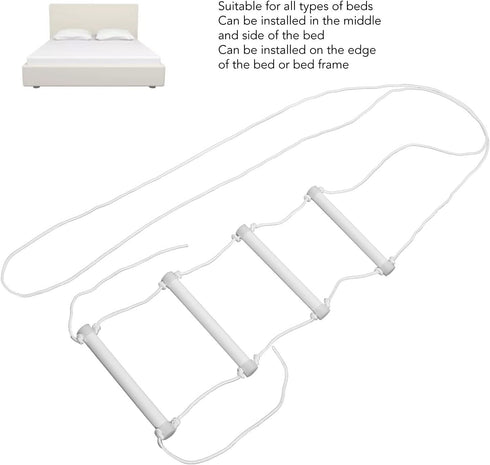 Qianjyvous Bed Ladder Assist Rope, Elderly Bed Ladder Assist, Luminous Portable Handle Grip with Slip, White Bed Ladder