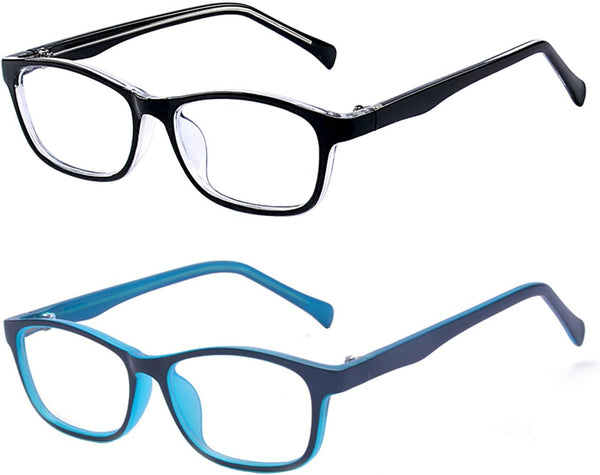 Outray Kids Anti Blue Light Glasses, Classic Rectangle Eyewear for Anti Harmful Blue Light/UV400 (Set Blue+Black, 47)