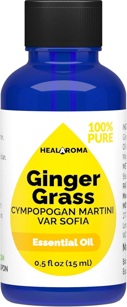 Ginger Grass Essential Oil, 15 ml - 0.5 oz, Pure & Natural