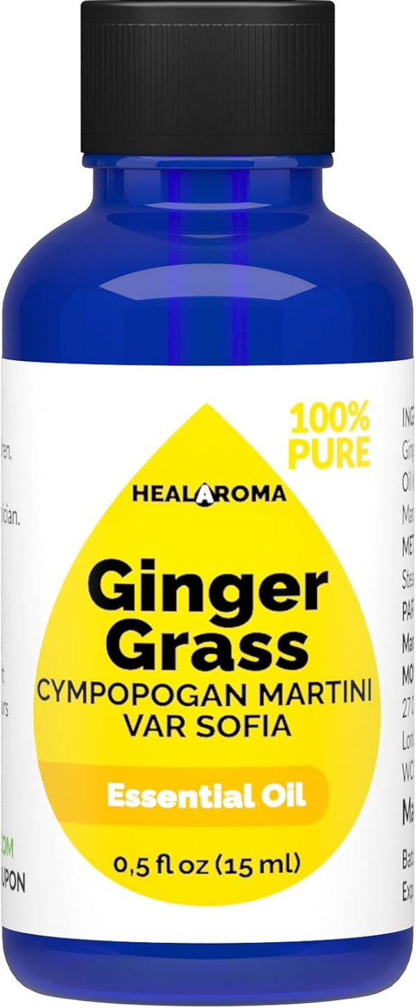 Ginger Grass Essential Oil, 15 ml - 0.5 oz, Pure & Natural