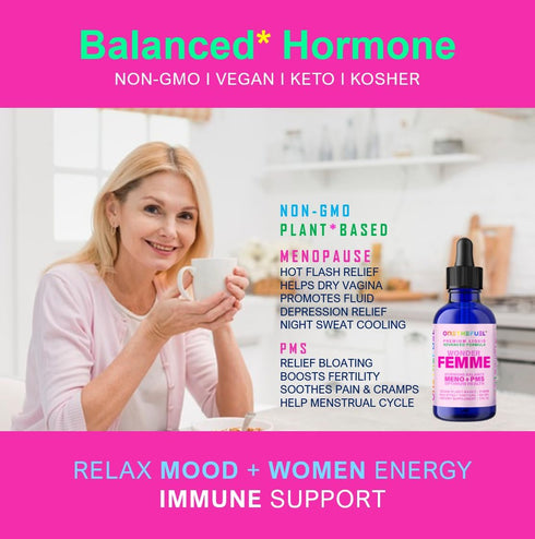 Wonder Femme 100% Natural Plant-Based Hormone Balance Supplement for Women, 17 Herbal Ingredients, 2 oz Liquid
