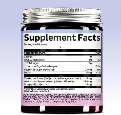 Gummies B6 30 Gummies PMS Support Supplement for Women. Menstrual Relief to Target Hormonal Breakouts, Bloating, Period