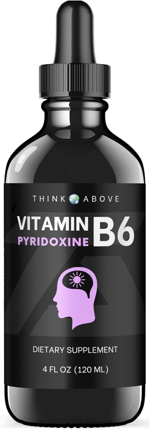 Liquid B6 Pyridoxine Supplement, Vitamin B-6 (Pyridoxine Hydrochloride), 4 oz Glass Bottle