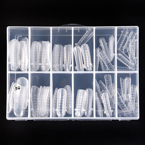 KADS 120PCS Clear Full Cover Dual Nail System Form for UV Gel Acrylic Nail Art Mold (MODEL 2)