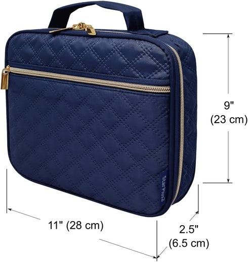 Navy Ultrasonic Slim Pill Organizer for Large Travel - Medicine Carrier for Medications & Supplies