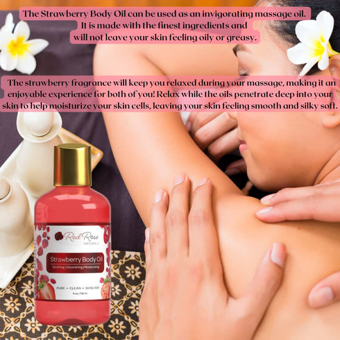 Strawberry Body Oil - Natural Hydrating & Deep Moisturizing for Women, 4 fl. oz
