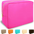 Nylon Large Makeup Bag, Preppy Cute Cosmetic Pouch, Waterproof Toiletry Bag Clutch for Women and Girls (Hot Pink)