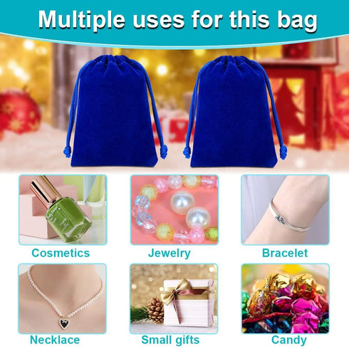 Shintop 10pcs Velvet Drawstring Bags - Wedding Gift Bags, Velvet Cloth Jewelry Pouches (Blue)