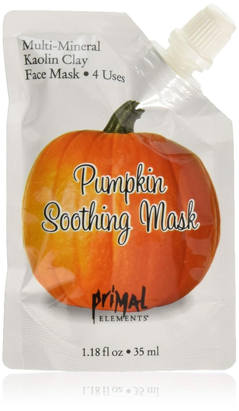 Primal Elements Clay Mud Facial Mask, Multi-Use Package, 1.18 oz Pumpkin Soothing Treatment