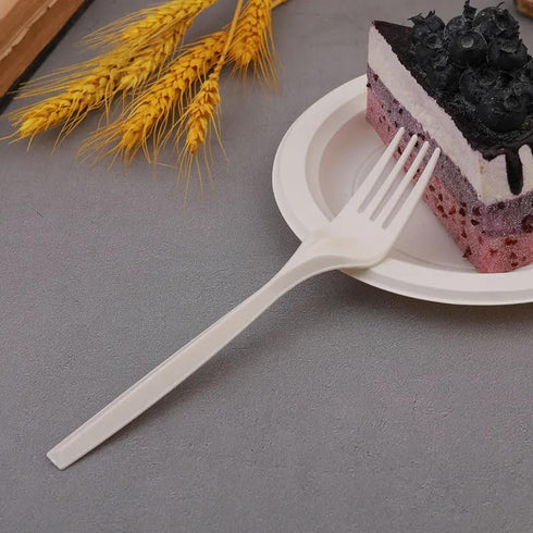 100% Eco Friendly Compostable Forks, 50 Large Disposable Utensils (6.7 in.), Durable and Heat Resistant Alternative to