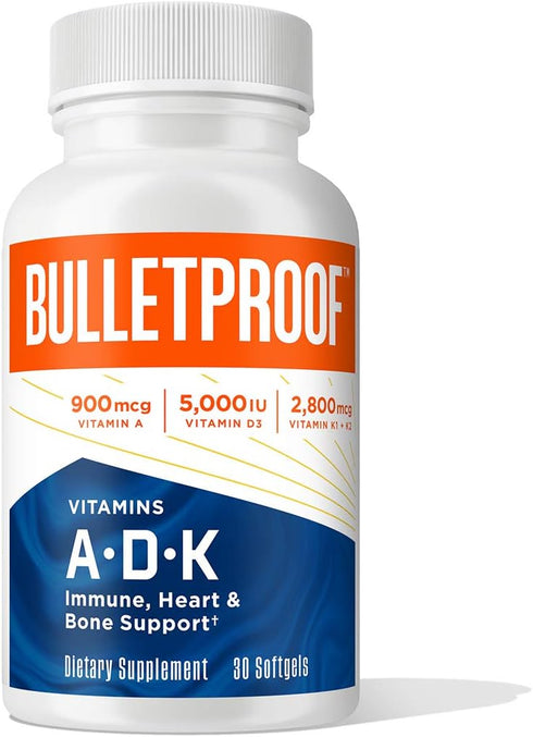 Bulletproof Vitamins A-D-K Softgels, 30 Count | Supplement for Heart, Bone Health, Immune Support