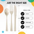 150 Pack Ivory Plastic Cutlery Set, Heavy Duty Disposable Utensil Sets, 50 Forks, 50 Spoons, 50 Knives for Party