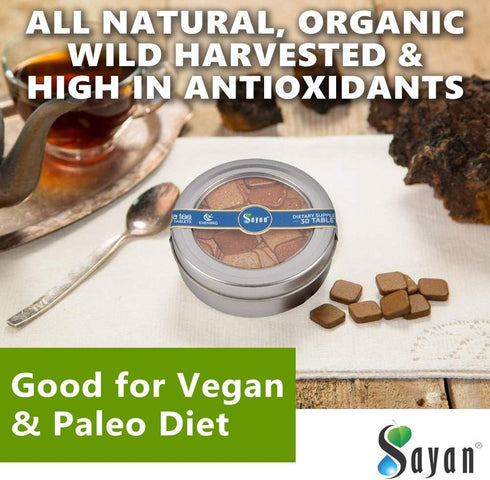 Sayan Siberian Evening Instant Chaga Mushroom Tea with Peach Leaf & Fir Needle Extract (30 Pcs) - Wild-Harvested