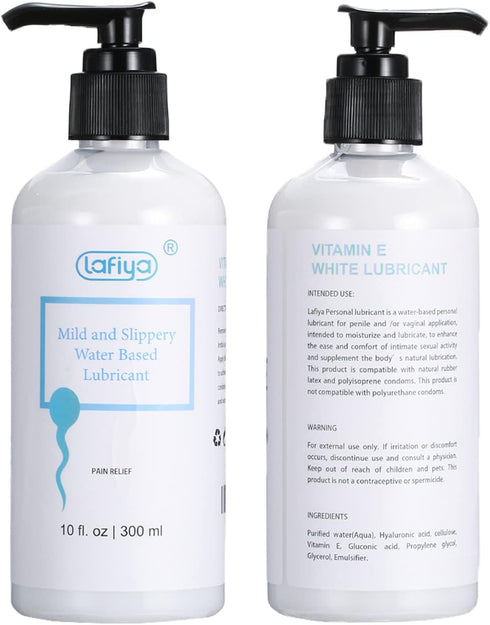 LAFIYA 10 oz Water Based Lubricant, Vitamin E Creamy White Lube for Vaginal and Anal Sex, Long Lasting Non Sticky