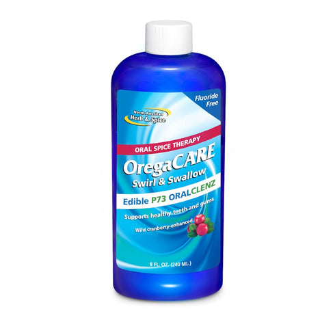 North American Herb & Spice OregaCare Swirl & Swallow, Cranberry Flavor, 8 fl oz, Edible Oregano Oil Mouthwash