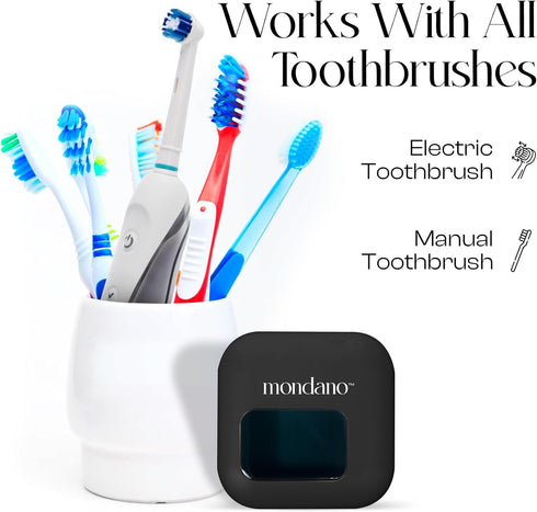 Mondano UV-C Toothbrush Sanitizer and Holder, Toothbrush Case for Manual/Electric Toothbrush - Rechargeable Travel