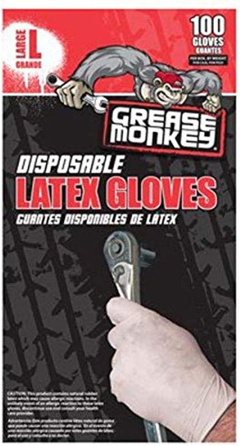 Grease Monkey Latex Disposable Gloves (Large) - Pack of 100