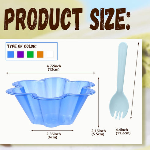 100Pack 8oz Ice Cream Cups, Flower Shape Plastic Dessert Bowls Disposable Containers for Fruit Strawberry Yogurt Parfait Sundae Appetizers Sauce Shaved Ice (Colorful) by Vmiapxo