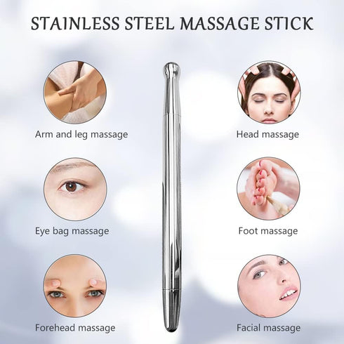 Set,Ice Sha,3-in-1 Set Gua Sha Facial Tools Face Rollers,Manual Acupuncture Pen,Stainless Gua Stainless Steel Massage