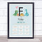 The Card Zoo New Baby Birth Details Christening Nursery Dinosaur Initial F Gift Print