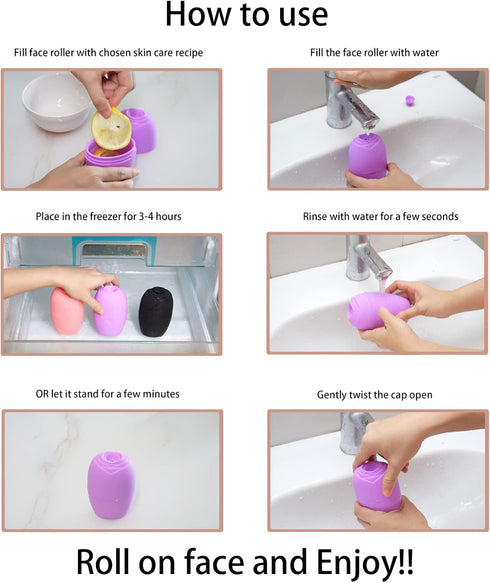 Ice Face Roller, Silicone Roller for Tightening Skin, Reusable Facial Ice Mold for Puffiness Relief.