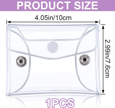 Transparent Makeup Bag, Small Waterproof PVC Cosmetic Pouch Case, Multifunctional Clear Travel Organizer with Snap Closure for Lipstick Facial Cleanser Shampoo Stationery Storage