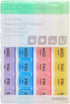 VBUOPES 4-A-Day 8.5" 28 Counter Weekly Pill Planner - Color-Coded Compartments, Easy-Open Lids |