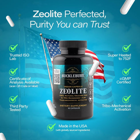 Immune 90 BUCKLEBURY Micronized Zeolite Capsules - Mineral Zeolite Detox for Adults - Supports System, Metabolism
