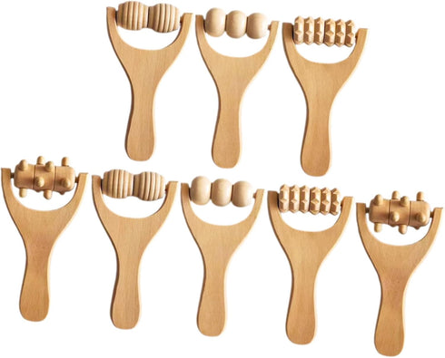 8pcs Wooden Massage Tools Back Massager Roller for Lower Back Shoulder Neck