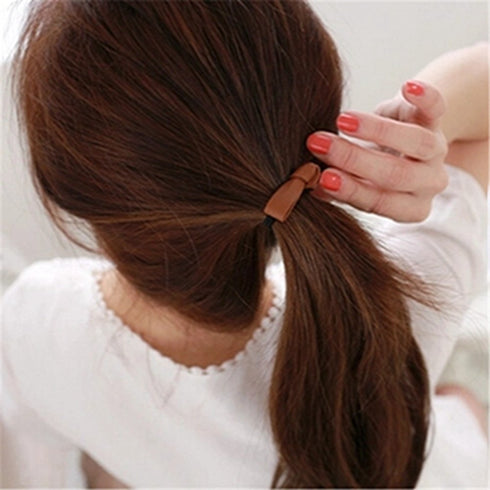 LOVEF 6 Pcs Simple Korean Elastic Double Knotted Bows Hair Band, Rubber Band for Girls Hair Accessories