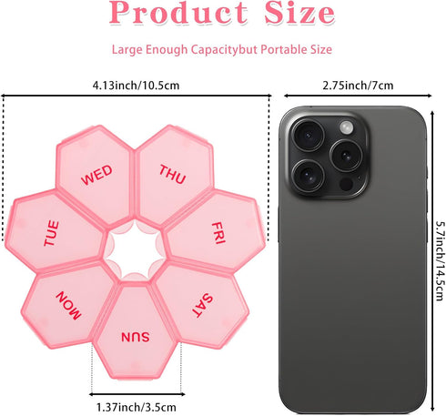 Gwaxise 2 Pack 7-Day Weekly Pill Organizer, Daily Vitamin Pill Case, Portable Medication Management Pill Box for Home