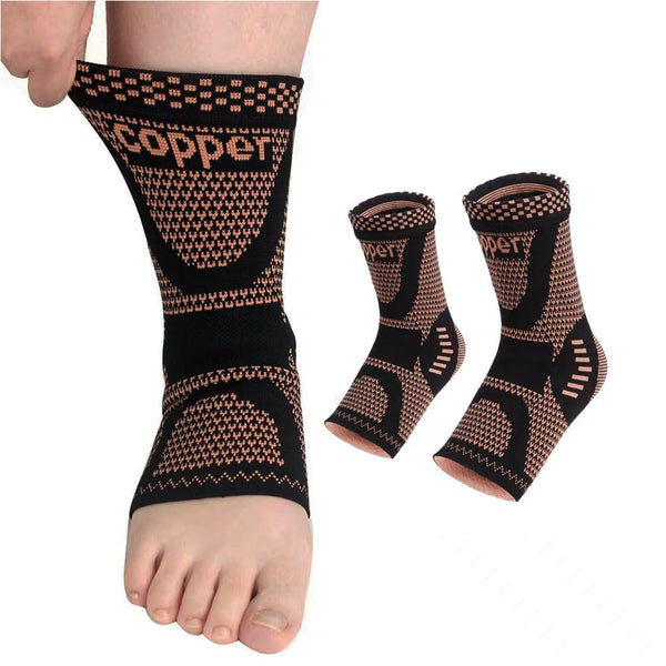 Copper Ankle Brace, Copper Infused Support for Men & Women, Best Compression Sleeve for Plantar Fasciitis & Pain Relief