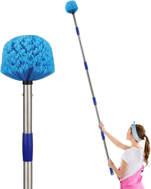 Cobweb Duster with Extension Pole, 6 FT Stiff Bristles Duster Head for High Ceiling Indoor Outdoor Cleaning