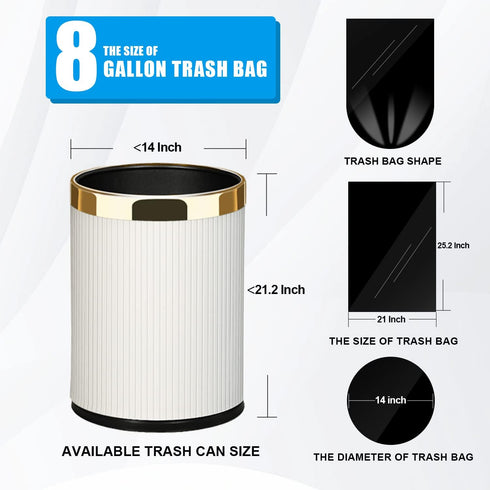 FORID Medium Kitchen Trash Bags - 8 Gallon Black Garbage Bags, 220 Count, Durable Plastic Wastebasket Bags