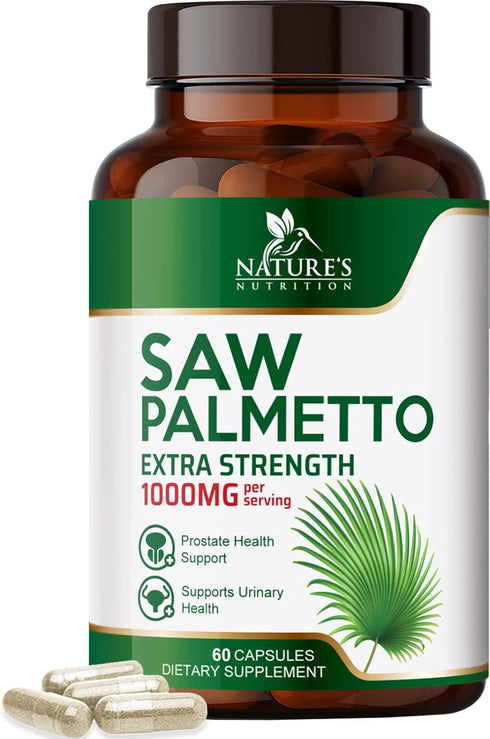 Saw Palmetto Extract Prostate Supplement - 1000 MG Nature's Support for Men's Prostate Urinary Health, 60 Capsules