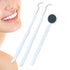 3 Pieces Dental Tools Set, Professional Disposable Plastic Dental Hygiene Cleaning Kit, including Dental Mirror, Probe