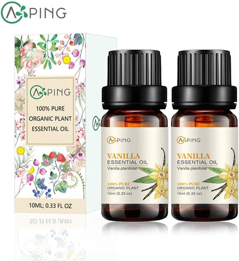 2-Pack Vanilla Essential Oil - 100% Pure Organic Natural Plant for Diffuser, Aroma, Spa, Massage - 2x10ML