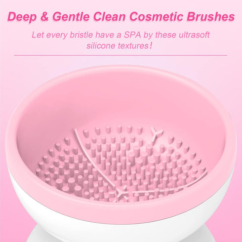 Pink Electric Makeup Brush Cleaner Machine, Silicone Beauty Blender Cleanser for Makeup Brushes, Gift
